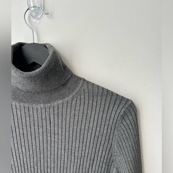 Zara Ribbed Knit Turtleneck Top Grey - Picture 4 of 11